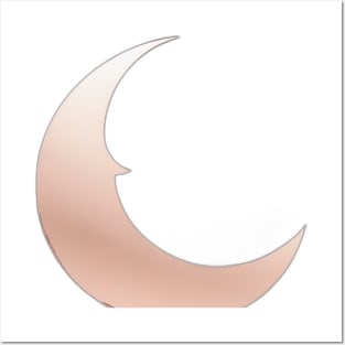 Crescent Moon Rose Gold Shadow Silhouette Anime Style Collection No. 316 Posters and Art